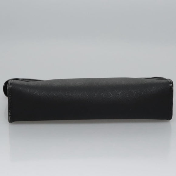 Christian Dior Honeycomb Canvas Clutch Bag PVC Leather Black Gold Auth ti2893