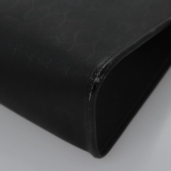 Christian Dior Honeycomb Canvas Clutch Bag PVC Leather Black Gold Auth ti2893