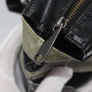 BURBERRY Blue Label  Coated Canvas Black White Auth ti2895-10