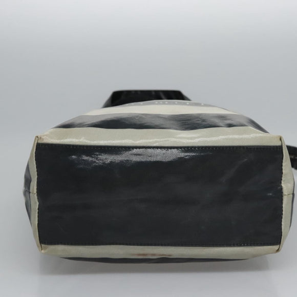 BURBERRY Blue Label  Coated Canvas Black White Auth ti2895