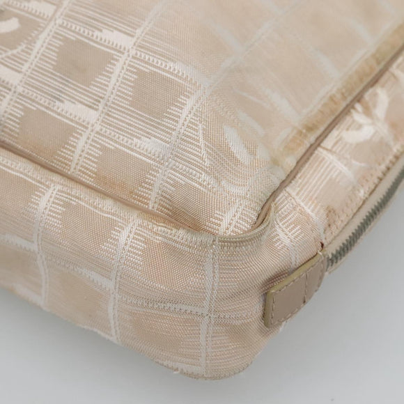 CHANEL New Travel line Hand Bag Nylon Beige CC Auth ti2897