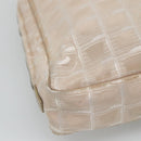 CHANEL New Travel line Hand Bag Nylon Beige CC Auth ti2897-11