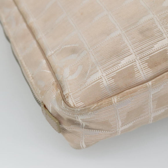 CHANEL New Travel line Hand Bag Nylon Beige CC Auth ti2897