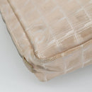 CHANEL New Travel line Hand Bag Nylon Beige CC Auth ti2897-16