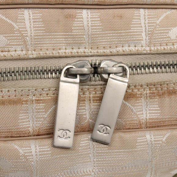 CHANEL New Travel line Hand Bag Nylon Beige CC Auth ti2897