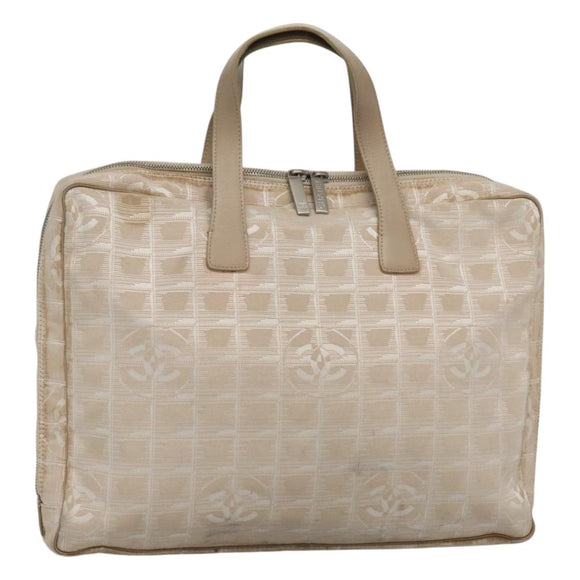 CHANEL New Travel line Hand Bag Nylon Beige CC Auth ti2897
