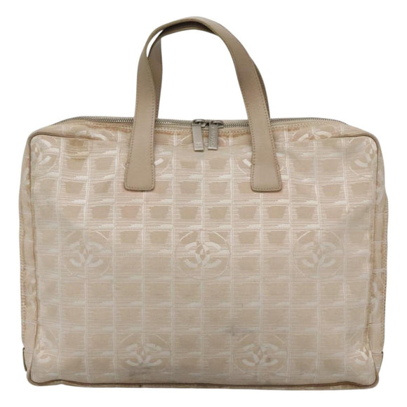CHANEL New Travel line Hand Bag Nylon Beige CC Auth ti2897