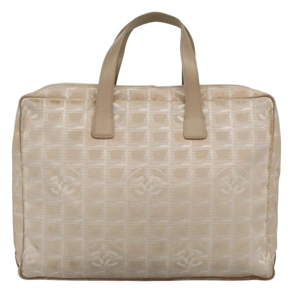 CHANEL New Travel line Hand Bag Nylon Beige CC Auth ti2897