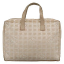 CHANEL New Travel line Hand Bag Nylon Beige CC Auth ti2897-2