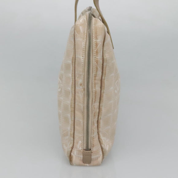 CHANEL New Travel line Hand Bag Nylon Beige CC Auth ti2897
