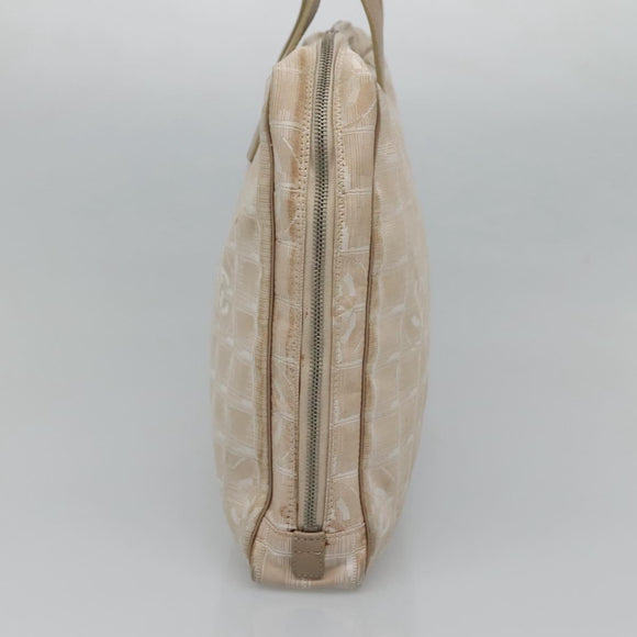 CHANEL New Travel line Hand Bag Nylon Beige CC Auth ti2897
