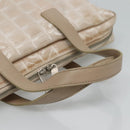 CHANEL New Travel line Hand Bag Nylon Beige CC Auth ti2897-7