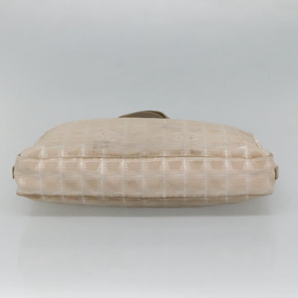 CHANEL New Travel line Hand Bag Nylon Beige CC Auth ti2897