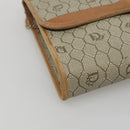Christian Dior Honeycomb Canvas Chain Schoudertas PVC Leer Beige Auth ti2898-14