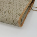 Christian Dior Honeycomb Canvas Chain Schoudertas PVC Leer Beige Auth ti2898-15