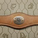 Christian Dior Honeycomb Canvas Chain Shoulder Bag PVC Leather Beige Auth ti2898-14
