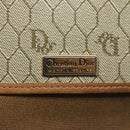 Christian Dior Honeycomb Canvas Chain Shoulder Bag PVC Leather Beige Auth ti2898-15