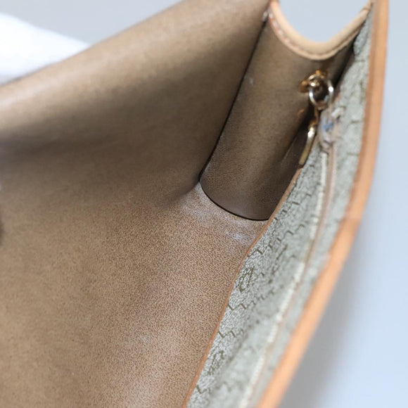 Christian Dior Honeycomb Canvas Chain Shoulder Bag PVC Leather Beige Auth ti2898