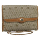 Christian Dior Honeycomb Canvas Chain Shoulder Bag PVC Leather Beige Auth ti2898-1