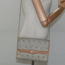 Christian Dior Honeycomb Canvas Chain Shoulder Bag PVC Leather Beige Auth ti2898-20