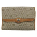 Christian Dior Honeycomb Canvas Chain Shoulder Bag PVC Leather Beige Auth ti2898-2
