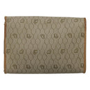 Christian Dior Honeycomb Canvas Chain Shoulder Bag PVC Leather Beige Auth ti2898-3