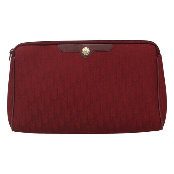 Christian Dior Trotter Canvas Clutch Bag Red Auth ti2899