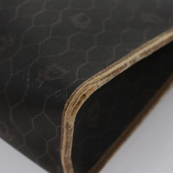 Christian Dior Honeycomb Canvas Clutch Bag PVC Leather Black Auth ti2901