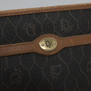 Christian Dior Honeycomb Canvas Clutch Bag PVC Leather Black Auth ti2901-9