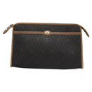 Christian Dior Honeycomb Canvas Clutch Bag PVC Leather Black Auth ti2901-13