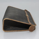 Christian Dior Honeycomb Canvas Clutch Bag PVC Leather Black Auth ti2901-3