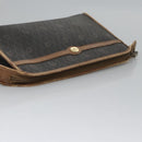 Christian Dior Honeycomb Canvas Clutch Bag PVC Leather Black Auth ti2901-5