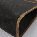 Christian Dior Honeycomb Canvas Clutch Bag PVC Leather Black Auth ti2901-14