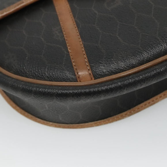 Christian Dior Honeycomb Canvas Shoulder Bag PVC Leather Black Auth ti2903