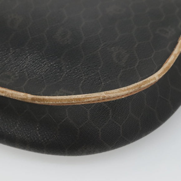 Christian Dior Honeycomb Canvas Shoulder Bag PVC Leather Black Auth ti2903