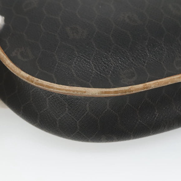 Christian Dior Honeycomb Canvas Shoulder Bag PVC Leather Black Auth ti2903