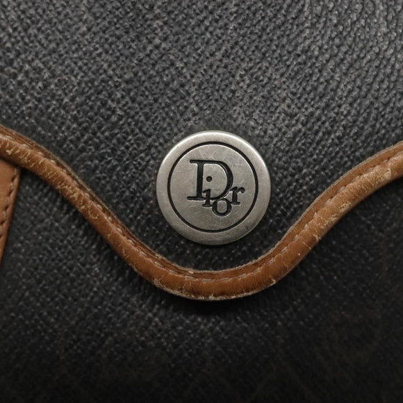 Christian Dior Honeycomb Canvas Shoulder Bag PVC Leather Black Auth ti2903