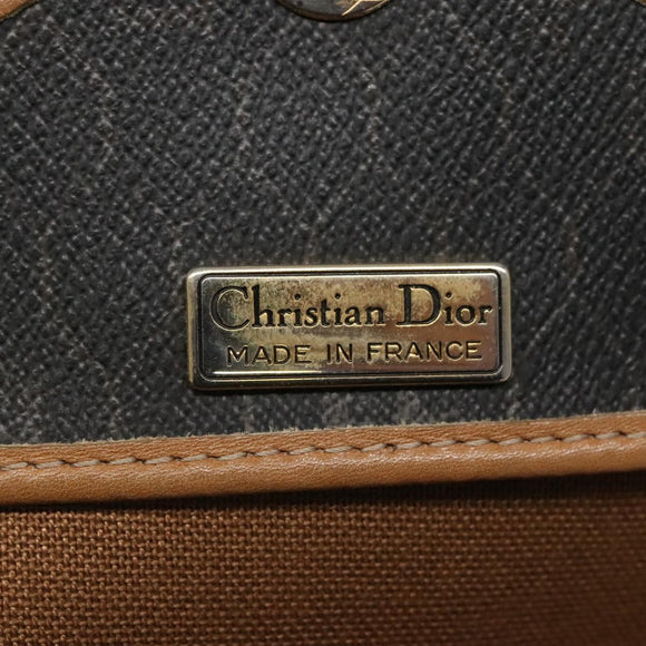 Christian Dior Honeycomb Canvas Shoulder Bag PVC Leather Black Auth ti2903