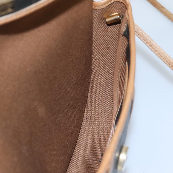 Christian Dior Honeycomb Canvas Shoulder Bag PVC Leather Black Auth ti2903