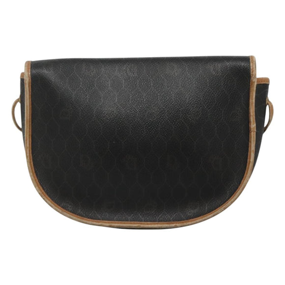 Christian Dior Honeycomb Canvas Shoulder Bag PVC Leather Black Auth ti2903