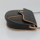 Christian Dior Honeycomb Canvas Shoulder Bag PVC Leather Black Auth ti2903-3