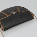 Christian Dior Honeycomb Canvas Shoulder Bag PVC Leather Black Auth ti2903-6