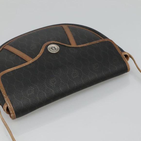 Christian Dior Honeycomb Canvas Shoulder Bag PVC Leather Black Auth ti2903