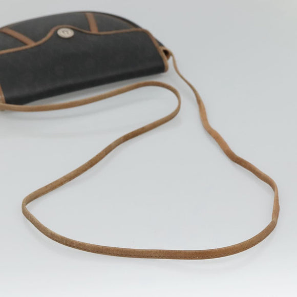 Christian Dior Honeycomb Canvas Shoulder Bag PVC Leather Black Auth ti2903