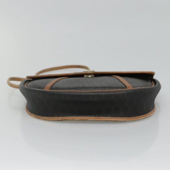 Christian Dior Honeycomb Canvas Shoulder Bag PVC Leather Black Auth ti2903