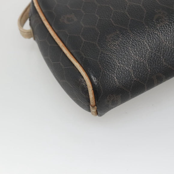 Christian Dior Honeycomb Canvas Schoudertas PVC Leer Zwart Auth ti2906