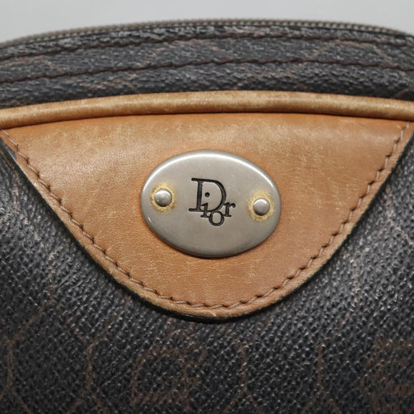 Christian Dior Honeycomb Canvas Shoulder Bag PVC Leather Black Auth ti2906