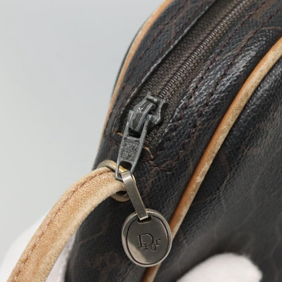 Christian Dior Honeycomb Canvas Shoulder Bag PVC Leather Black Auth ti2906