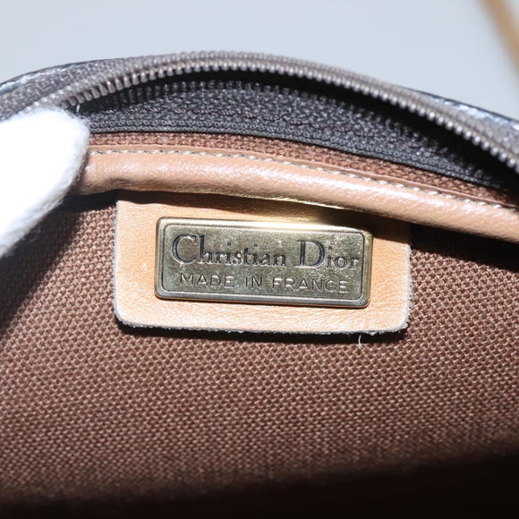 Christian Dior Honeycomb Canvas Shoulder Bag PVC Leather Black Auth ti2906