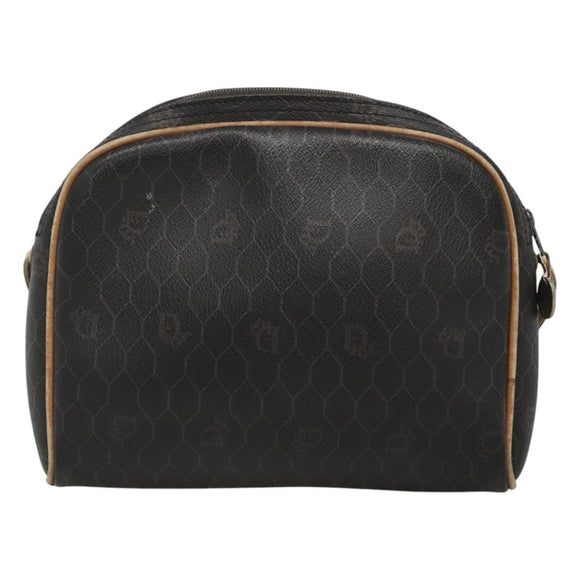 Christian Dior Honeycomb Canvas Shoulder Bag PVC Leather Black Auth ti2906